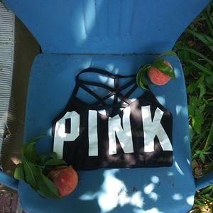 VS Pink black t-back strappy bra